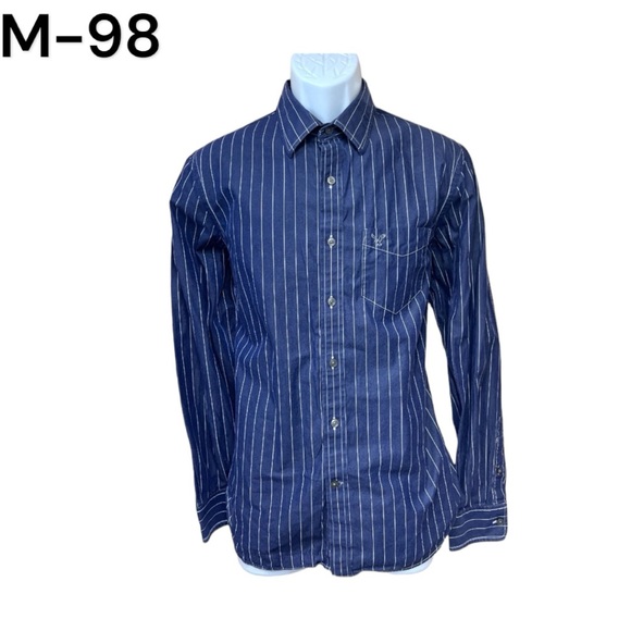 American Eagle Outfitters Other - Sz M American Eagle Vintage Fit Blue White Striped Long Sleeve Button Down